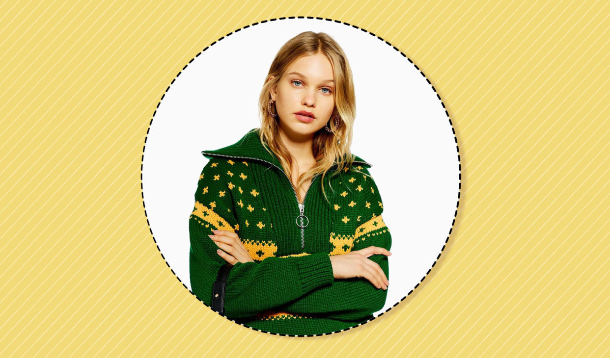 “Ugly” Christmas sweaters can actually be cute. (Yahoo Lifestyle photo-illustration; photo: Topshop)