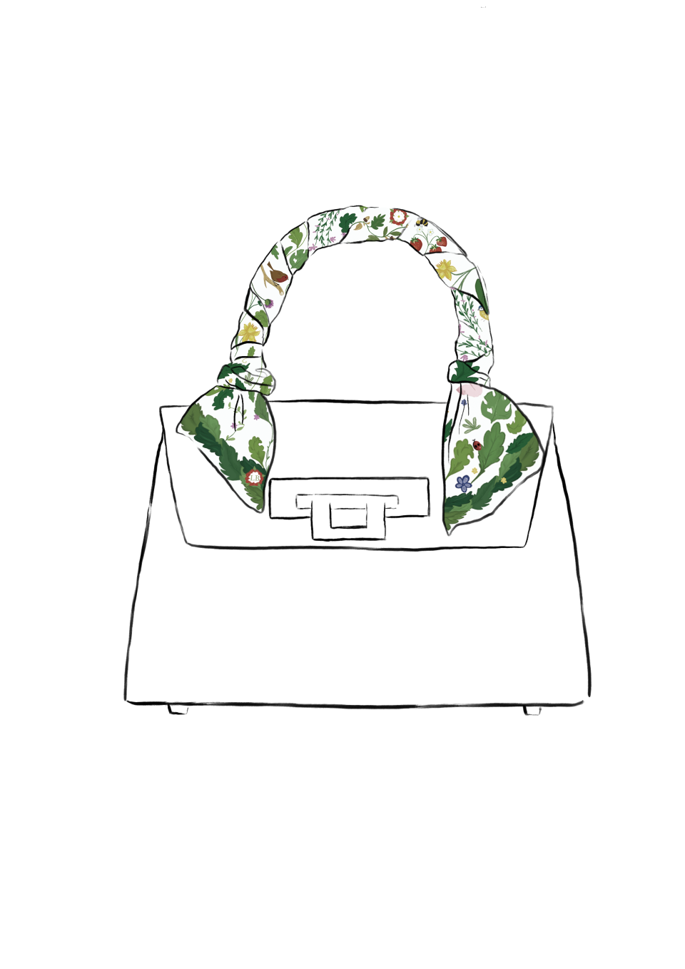 Featuring Britain’s national flowers as well as other patriotic symbols, British accessories and occasionwear brand Lalage’s ribbon scarf can be worn tied around bag handles, around wrists, or as a belt.