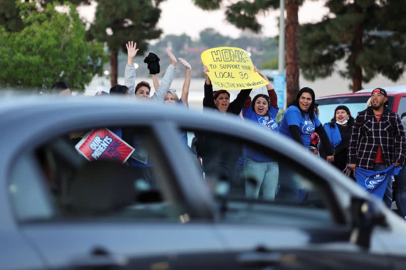 A coalition of Kaiser Permanente Unions start a three day strike across the U.S. over a new contract, in San Diego