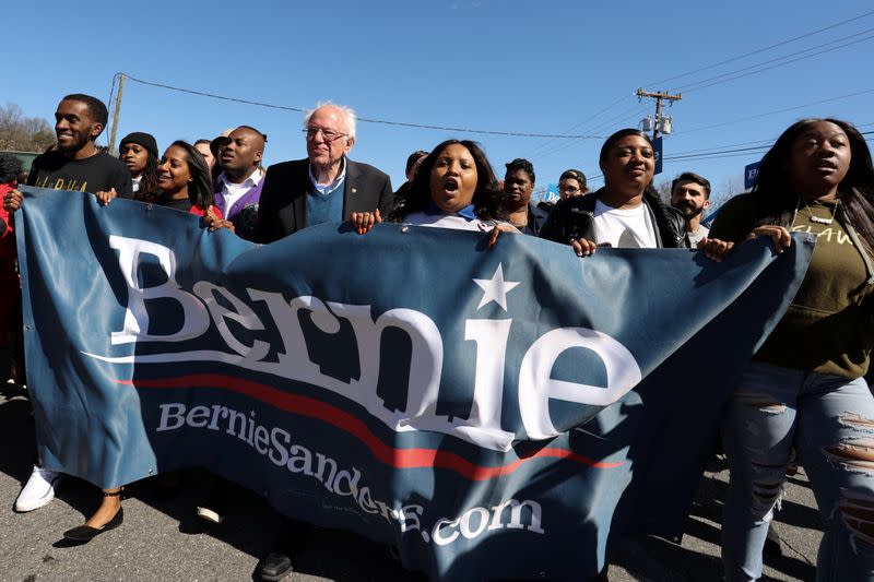 Democratic 2020 U.S. presidential candidate Sanders rallies with supporters in Winston-Salem, North Carolina