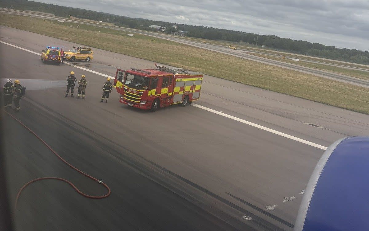 Passengers at Gatwick said on social media that the airport fire service had been called out to hose down the Boeing's brakes and cool them after the rejected takeoff