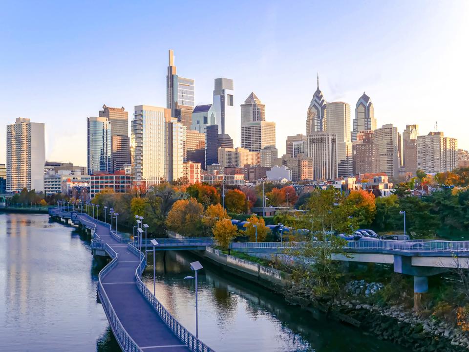 Philadelphia, Pennsylvania skyline in autumn.