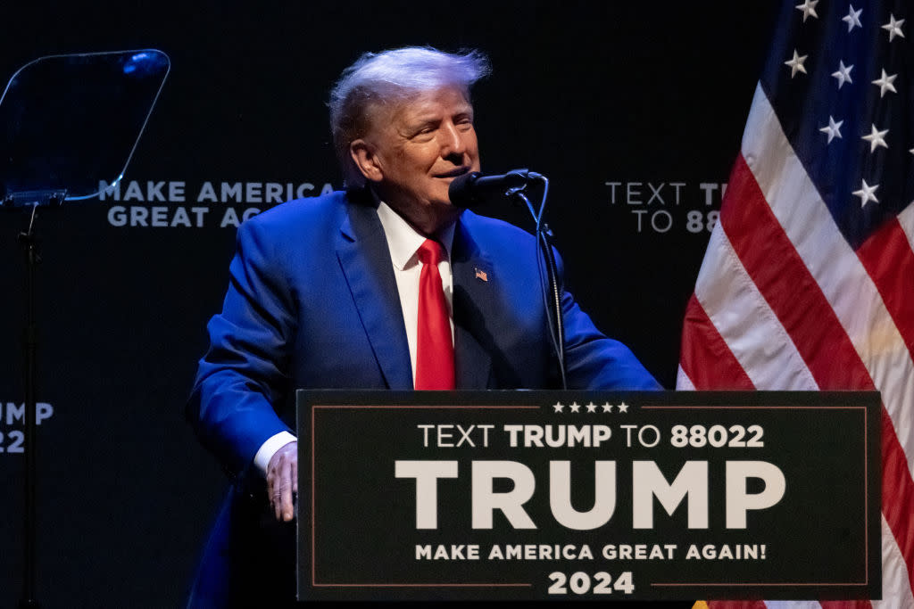 Former US President Donald Trump Delivers Remarks On America First Education Policy In Iowa