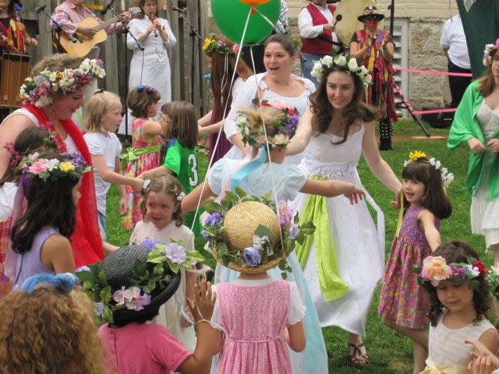 Children and young women celebrate May Day in Shepherdstown, W.Va.