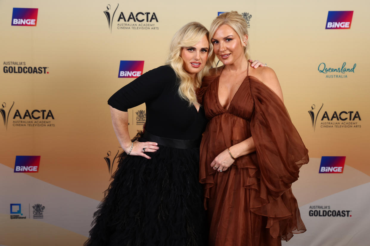 Rebel Wilson and Ramona Agruma attend the 2024 AACTA Awards Presented By Foxtel Group at HOTA (Home of the Arts) on February 10, 2024 in Gold Coast, Australia. (Photo by Chris Hyde/Getty Images for AFI)