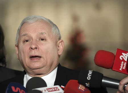 Leader of Law and Justice party Jaroslaw Kaczynski speaks to journalists at the parliament in Warsaw, Poland, January 11, 2017. REUTERS/Slawomir Kaminski/Agencja Gazeta