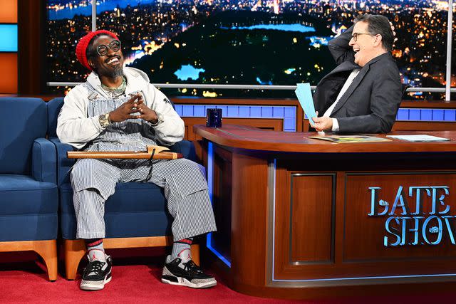 <p>Scott Kowalchyk/CBS/Getty</p> André 3000 appears on The Late Show with Stephen Colbert on January 23, 2024