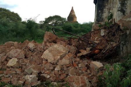 Rubble is seen after an earthquake in Bagan, Myanmar August 24, 2016. REUTERS/Stringer