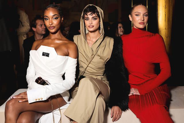 <p>Arnold Jerocki/Getty</p> Jourdan Dunn, Taylor Hill and Candice Swanepoel.