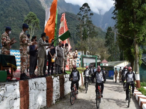 ITBP launched a cycling expedition from its Pegong base in Sikkim to border villages of the state. (Photo/ANI)