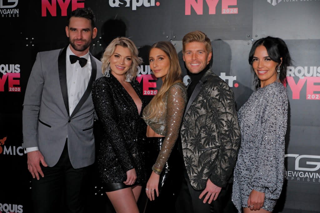 NEW YORK, NEW YORK - DECEMBER 31: (L-R) Carl Radke, Lindsay Hubbard, Amanda Batula, Kyle Cooke and Danielle Olivera attend Marquis NYE 2020 at The New York Marriott Marquis on December 31, 2019 in New York City. (Photo by Randy Brooke/Getty Images)