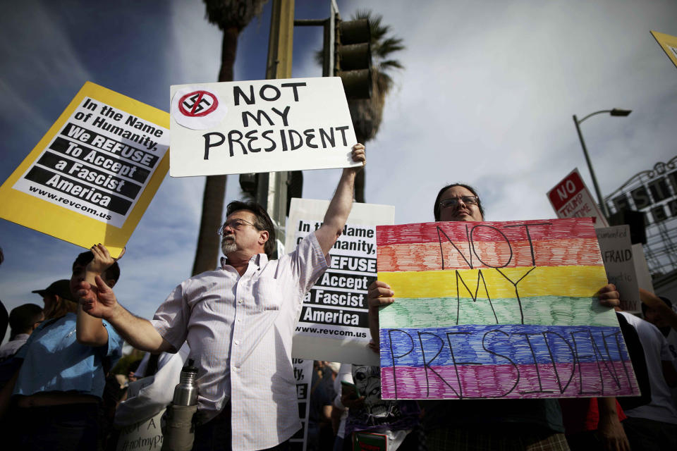 Tens of thousands protest Trump’s election victory