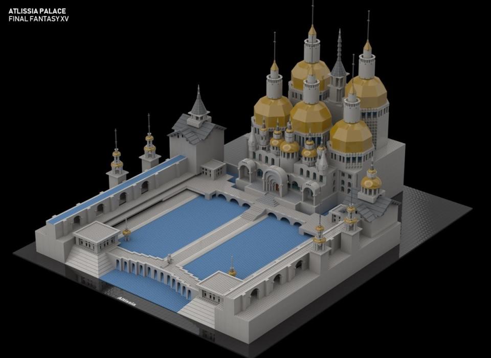 Altissia Palace from Final Fantasy, recreated in virtual LEGO by Guide Strats (Side View)