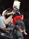 <p>Julian Edelman #11 of the New England Patriots celebrates with his daughter Lily at the end of the Super Bowl LIII at Mercedes-Benz Stadium on February 3, 2019 in Atlanta, Georgia. The New England Patriots defeat the Los Angeles Rams 13-3. (Photo by Jamie Squire/Getty Images) </p>