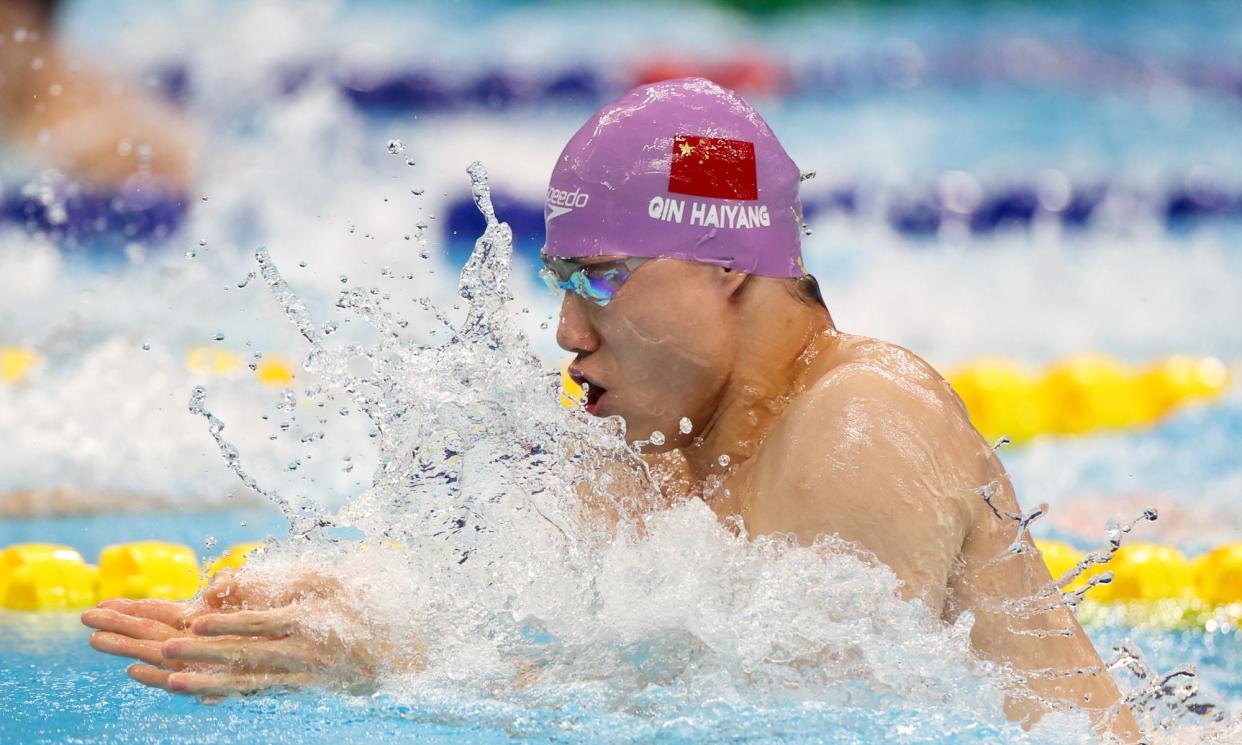 <span>China’s Qin Haiyang holds the world record for the 200m men’s breaststroke.</span><span>Photograph: Zhizhao Wu/Getty Images</span>