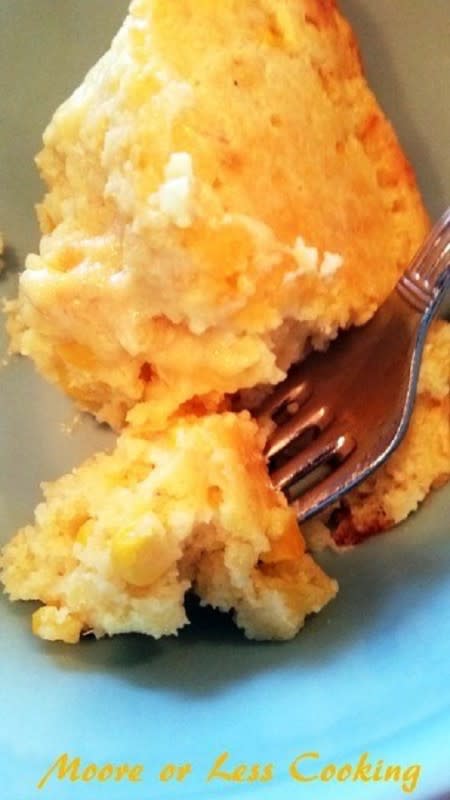 <p>Moore or Less Cooking</p><p>Tastes like a corn souffle, but even better! A favorite Thanksgiving side dish.</p><p><strong>Get the recipe: </strong><a href="https://mooreorlesscooking.com/2016/01/sweet-corn-spoonbread/" rel="nofollow noopener" target="_blank" data-ylk="slk:Sweet Corn Spoonbread;elm:context_link;itc:0;sec:content-canvas" class="link rapid-noclick-resp"><strong>Sweet Corn Spoonbread</strong></a></p>