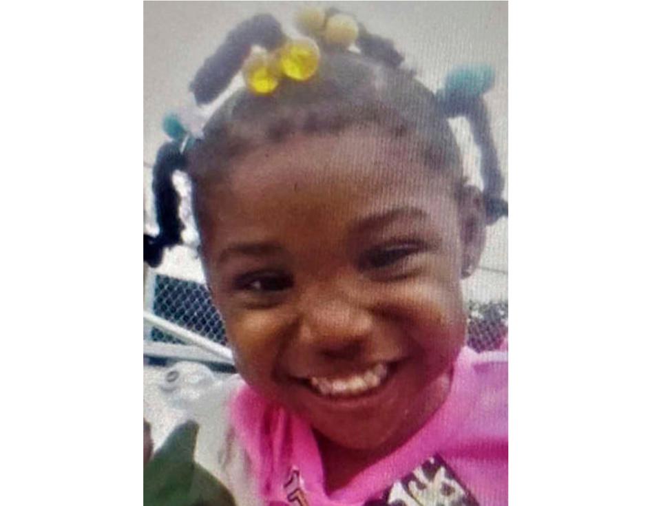 This undated file photo released by the FBI shows 3-year-old Kamille "Cupcake": McKinney, who was abducted while attending a birthday party on Saturday, Oct. 12, 2019, in Birmingham, Ala. Her body was found 10 days later in a dumpster. Two people have been charged with murder in the case.