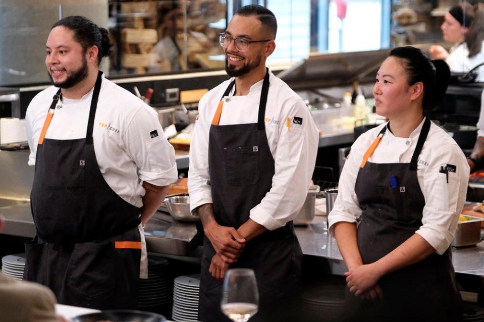 "Top Chef" competitors Kenny Nguyen, Danny Garcia and Kaleena Bliss.