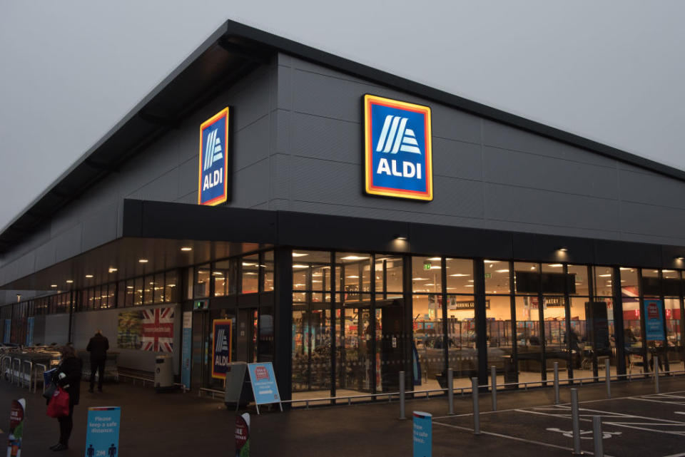 An Aldi supermarket is seen in a photo taken from a carpark. 