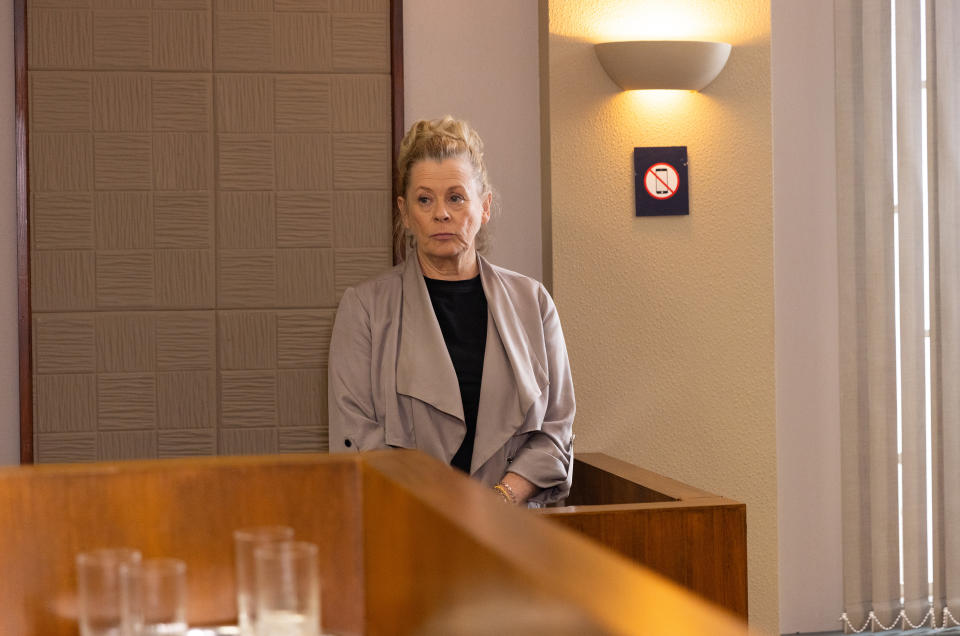 FROM ITV

STRICT EMBARGO - No Use Before Tuesday 7th November 2023

Coronation Street - Ep 1110910

Monday 13th November 2023

On Joelâ€™s advice, Bernie Winter [JANE HAZLEGROVE] pleads guilty. Paul, Gemma and Billy reel in shock as the Judge states that given her record, they have no other option but to impose a custodial sentence. 

Picture contact - David.crook@itv.com

Photographer - Danielle Baguley

This photograph is (C) ITV and can only be reproduced for editorial purposes directly in connection with the programme or event mentioned above, or ITV plc. This photograph must not be manipulated [excluding basic cropping] in a manner which alters the visual appearance of the person photographed deemed detrimental or inappropriate by ITV plc Picture Desk. This photograph must not be syndicated to any other company, publication or website, or permanently archived, without the express written permission of ITV Picture Desk. Full Terms and conditions are available on the website www.itv.com/presscentre/itvpictures/terms
