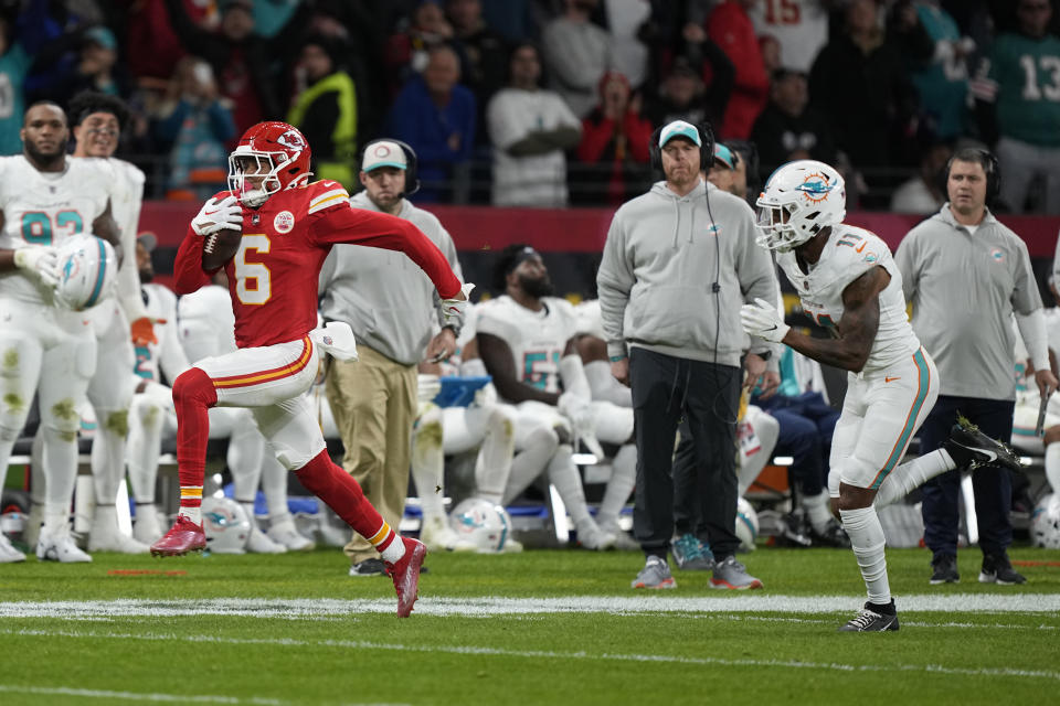 Bryan Cook (6) and the Chiefs' defense have been a step ahead of opposing offenses all season. (AP Photo/Martin Meissner)