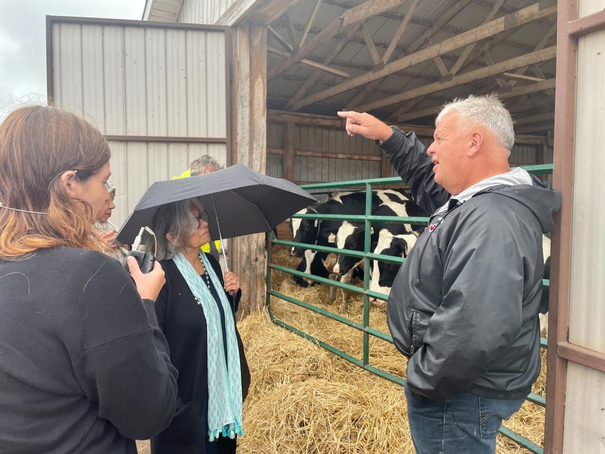 The senators are touring P.E.I. farms as part of a study looking at the Temporary Foreign Worker Program.   (Sheehan Desjardins/CBC News - image credit)