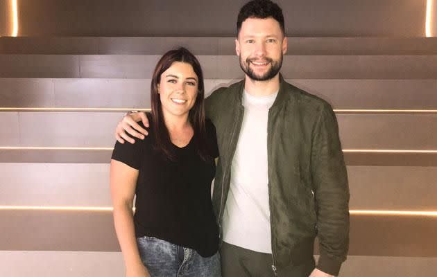 At first glance this photo of Be reporter Bex with Calum Scott looks innocent enough. Source: Supplied