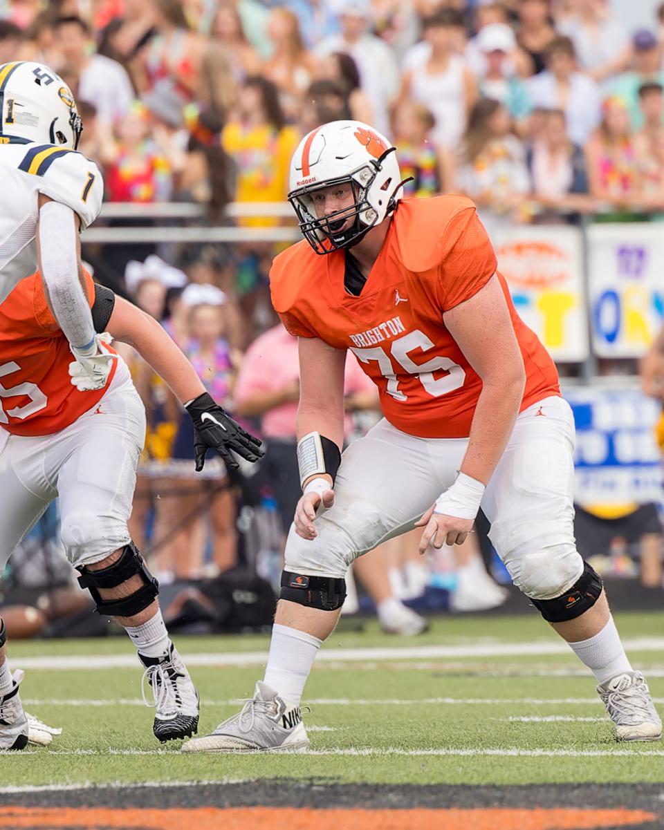 Brighton's Hayden Lorius, who has committed to Michigan State, was an all-region offensive lineman as a senior.