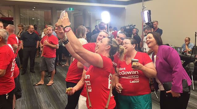 Labor supporters start celebrating. Picture: AAP