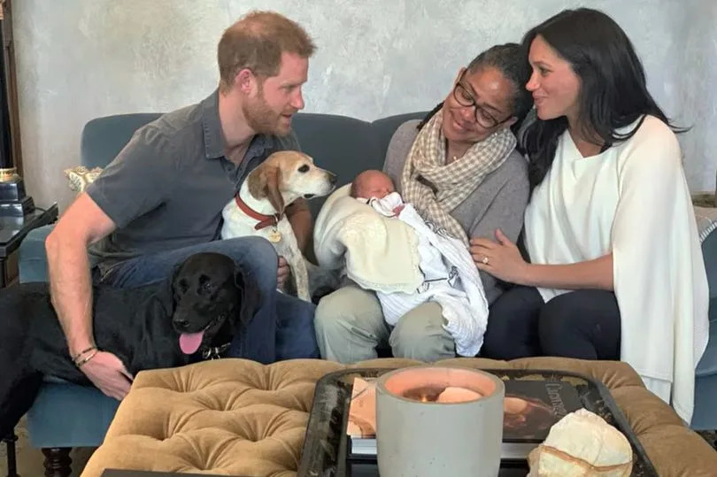 Prince Harry, Meghan Markle, Doria Ragland, and Prince Archie