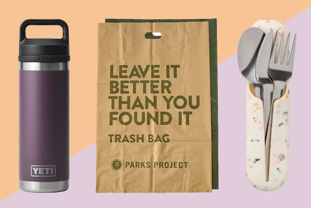 From left: Courtesy of Yeti; Courtesy of Parks Project; Courtesy of Porter Featured products, from left: Yeti water bottle; Parks Project trash bag; Porter utensils set