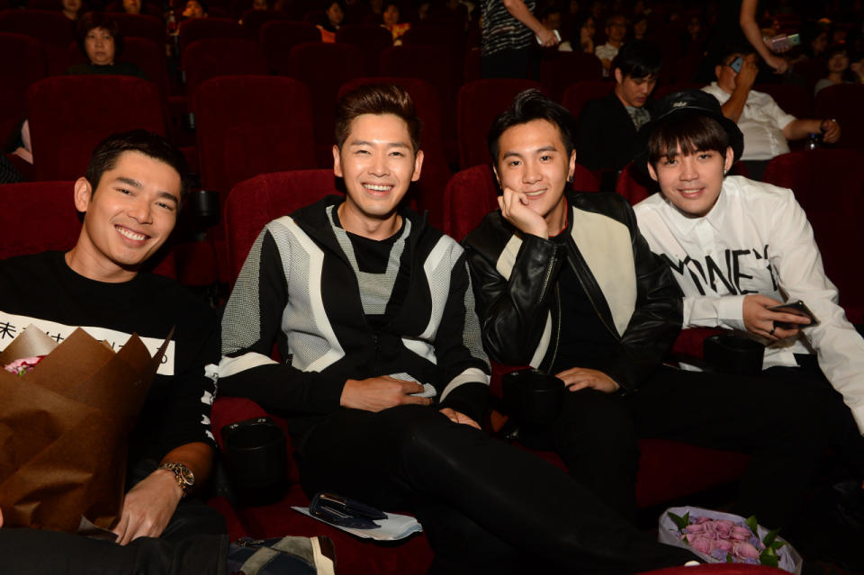 Actors Elvin Ng, Romeo Tan, Ian Fan (first to third from left).