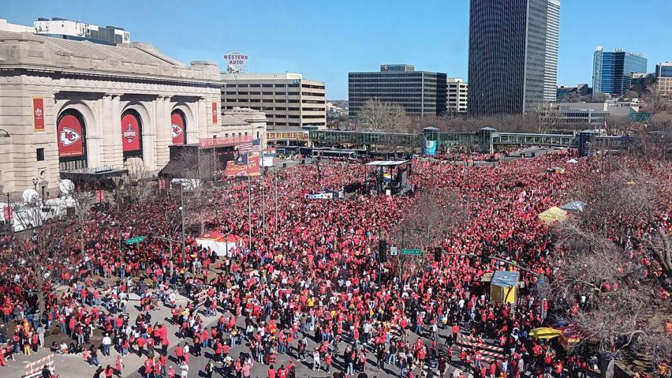 The crowd in front of Union Station on Wednesday was just starting to disperse at the conclusion of the Kansas City Chiefs Super Bowl parade and rally when shots were fired. One person was killed and more than 20 others were hit by gunfire.