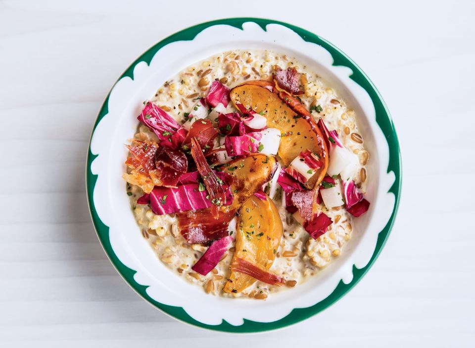 Savory Porridge with Pickled Radicchio and Roasted Apples