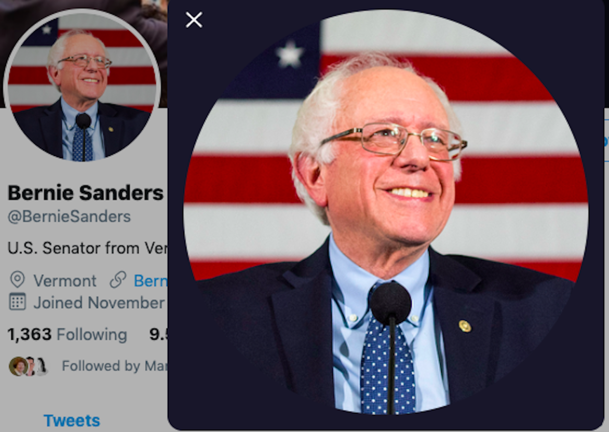 Bernie Sanders Twitter profile