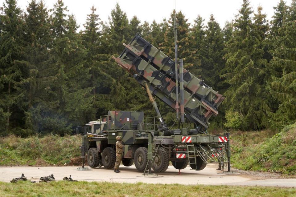 The launcher of a Patriot air defense system on Oct. 14, 2020, in Rhineland-Palatinate, Germany. (Thomas Frey/picture alliance via Getty Images)