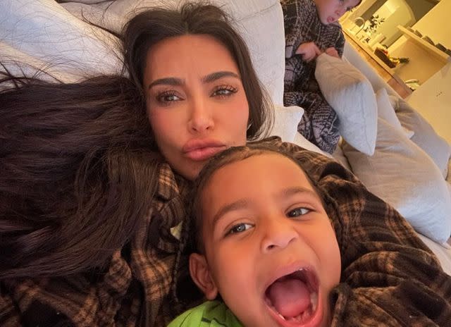 <p>kim Kardashian/Instagram</p> Kim kardashian and her son Pslam