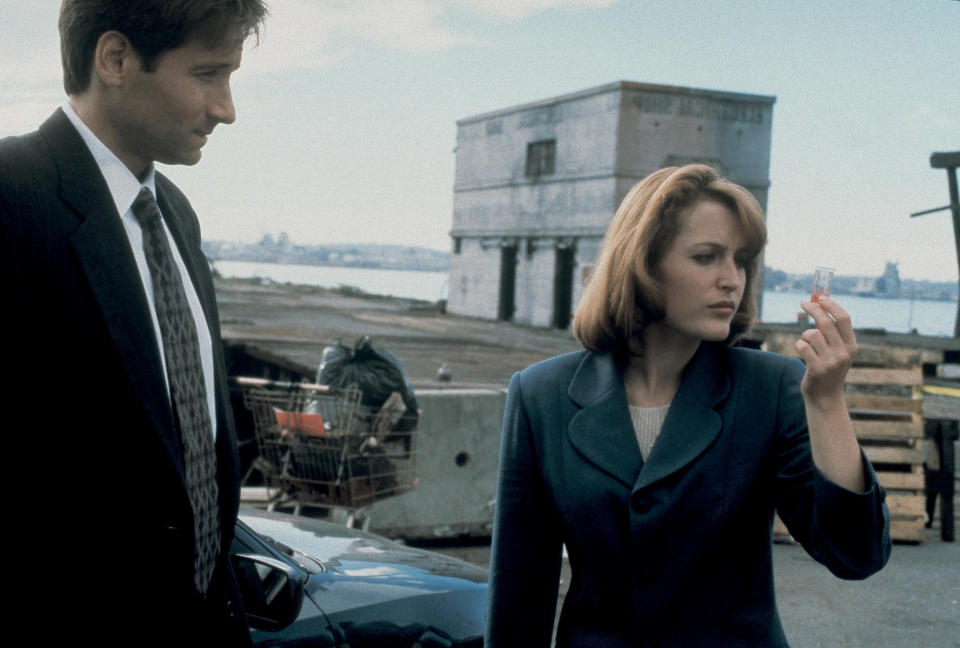 David Duchovny and Gillian Anderson are seen in <i>The X-Files</i> in 1995.