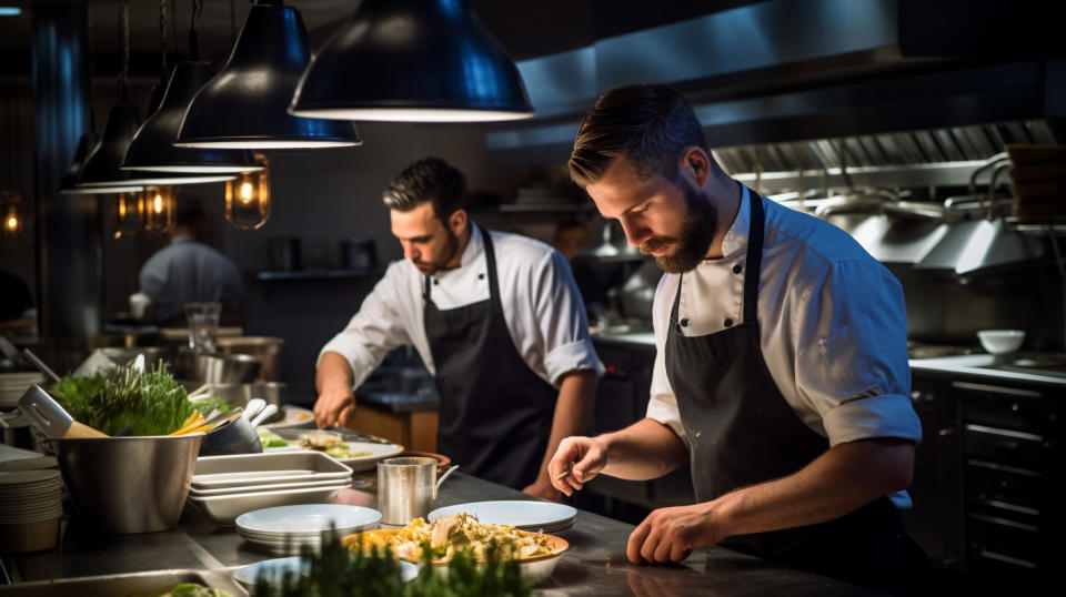 View of kitchen staff working together to deliver an extraordinary dining experience.