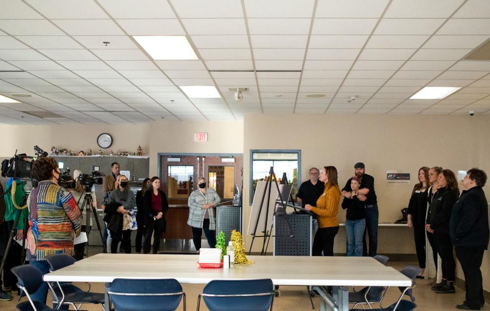 Freedom House Ministries, Golden House, House of Hope, New Community Shelter, and St. John's Ministries held a press conference for the "Look Homelessness in the Eye" awareness campaign Tuesday at the New Community Shelter in Green Bay. Samantha Madar/USA TODAY NETWORK-Wisconsin