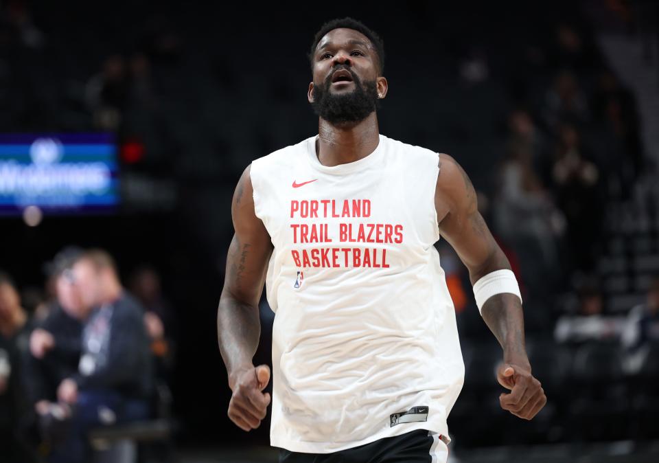 Trail Blazers center Deandre Ayton hasn't played in a game since Dec. 23 due to tendinitis in his right knee.