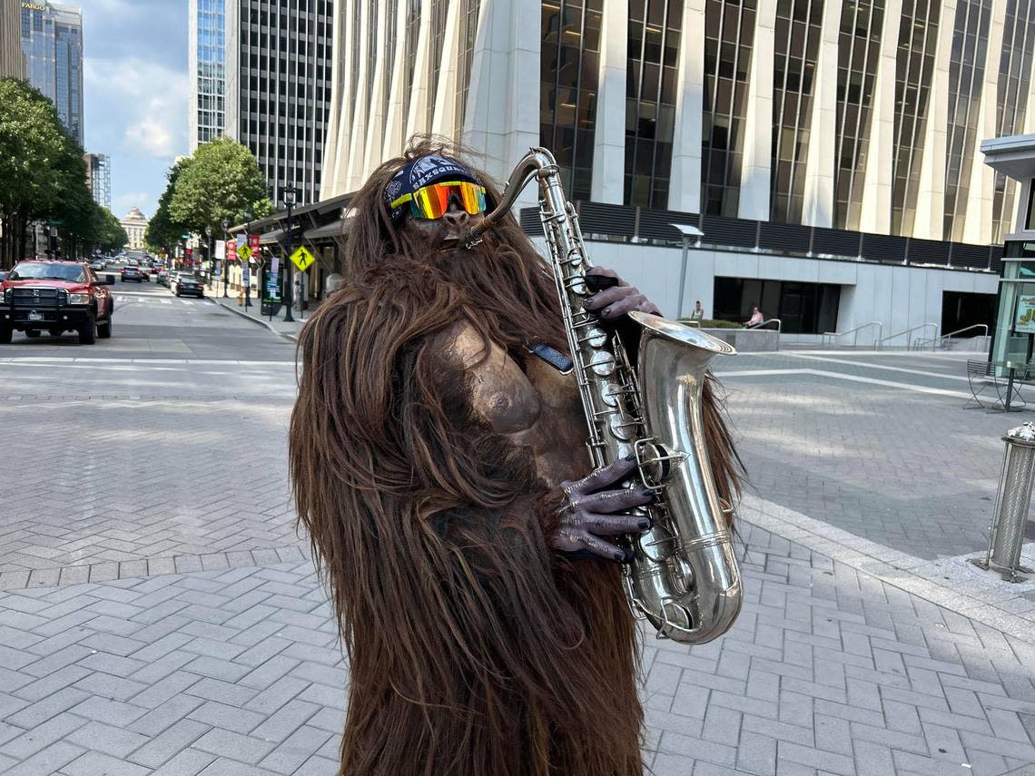 Saxsquatch, the Bigfoot-adjacent musician from Chapel Hill, announced ‘Cryptids with a Cause,’ an all-invited costume flashmob on Franklin Street in Chapel Hill on Sept. 28. Bring canned goods for charity.