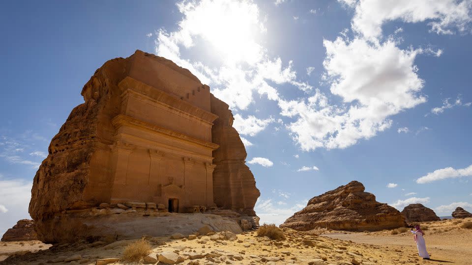 Though unfinished, Qasr al-Farid is one of the most stunning landmarks at Hegra. - Thomas Samson/AFP/Getty Images