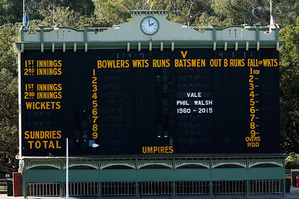 Vale Phil Walsh is seen on the iconic Adelaide Oval scoreboard