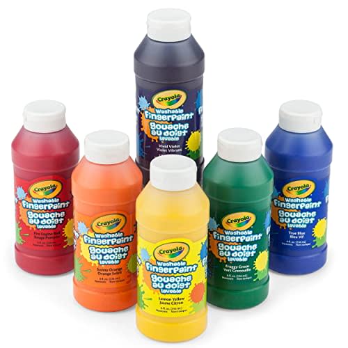 Crayola Washable Finger Paints (6 Count) Toddler Paint Supplies, Kids Paint Set, Classroom Supplies, Nontoxic, Ages 4, 5, 6, 7 [Amazon Exclusive]