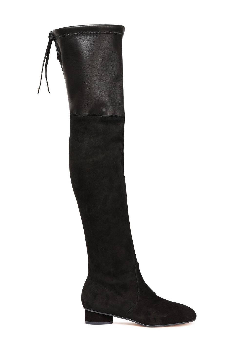 15) Leather-paneled suede over-the knee boots