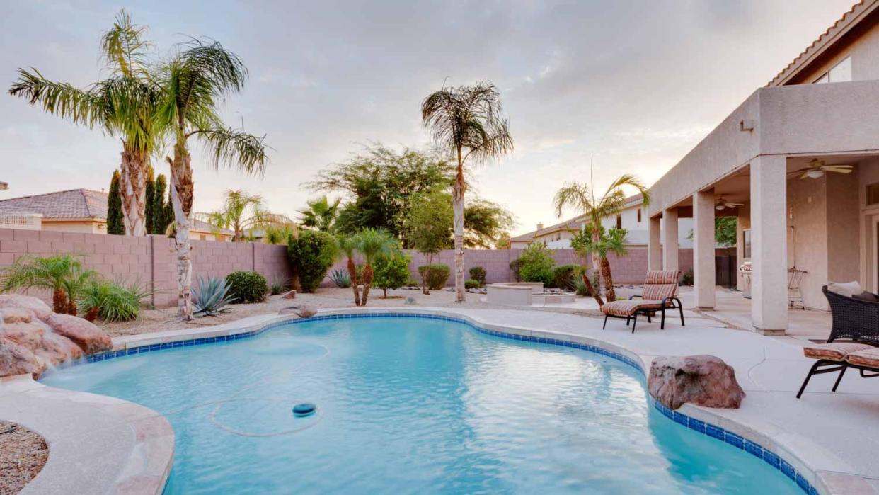 Backyard with pool at a desert home