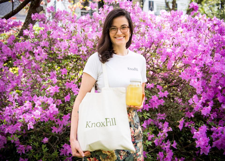Michaela Barnett, photographed at her Knoxville home on Wednesday, April 14, 2021, is the owner of KnoxFill, which delivers refillable and reusable home and personal care items.