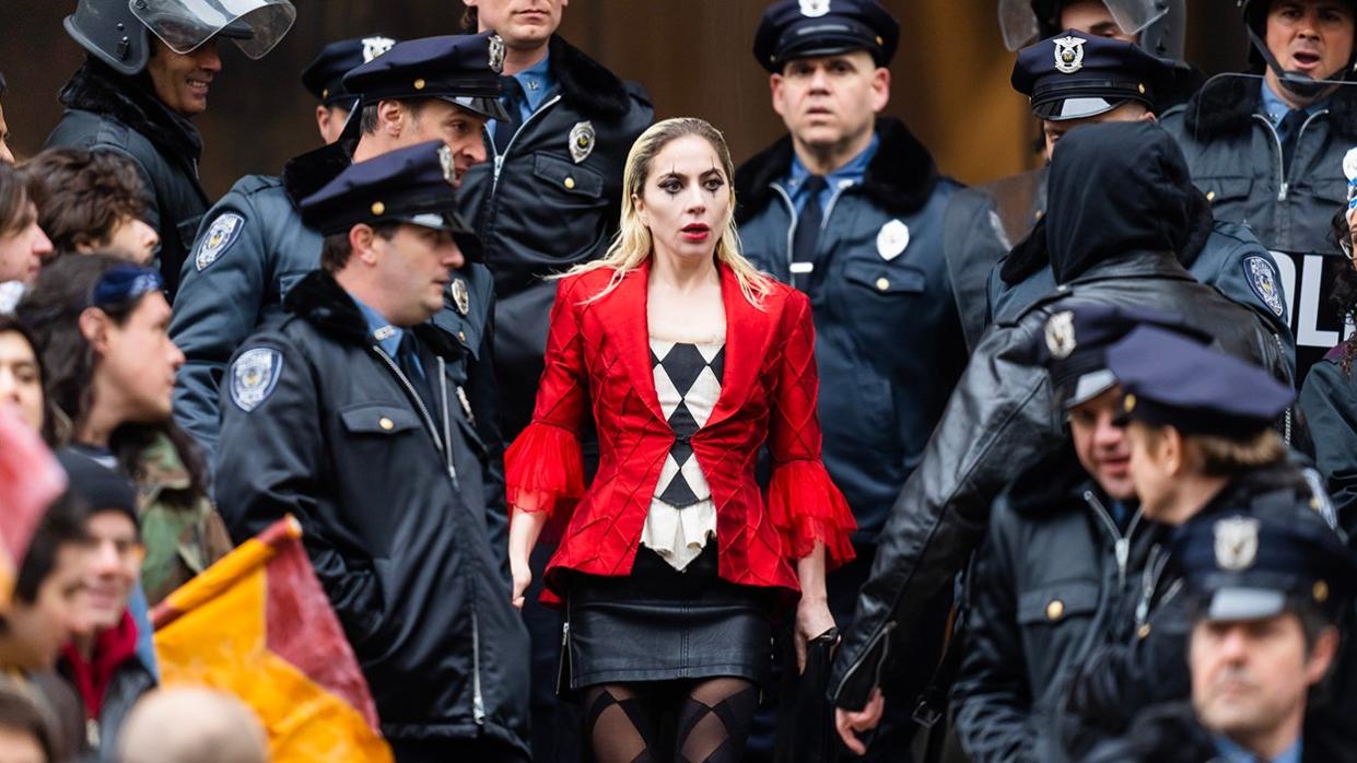 Lady Gaga seen filming Joker Folie a Deux Gotham City Hall New York City