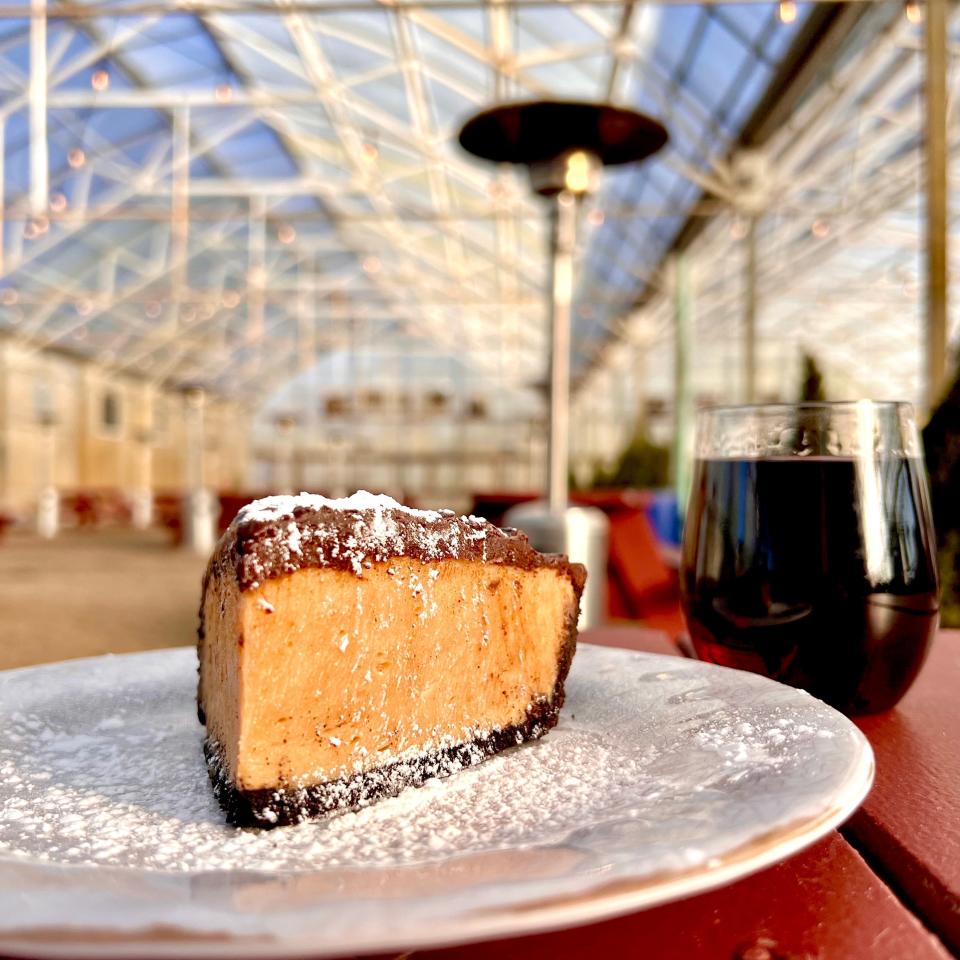 A slice of chocolate peanut butter pie at Lookout Farm in Natick.